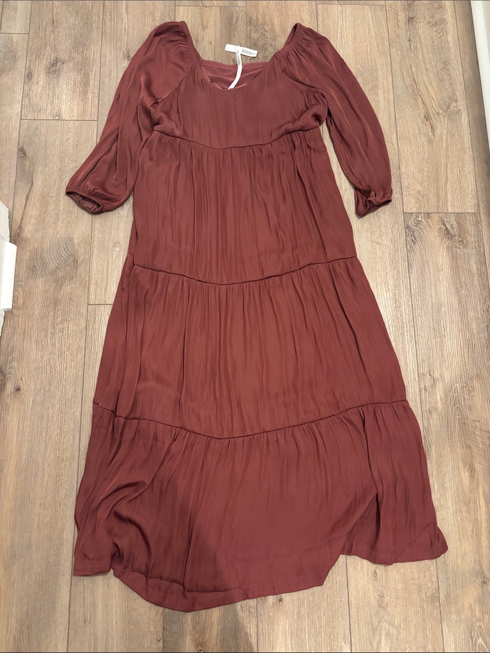 Soma Women’s Tiered Long Sleeve pajama Dress with built in bra cap